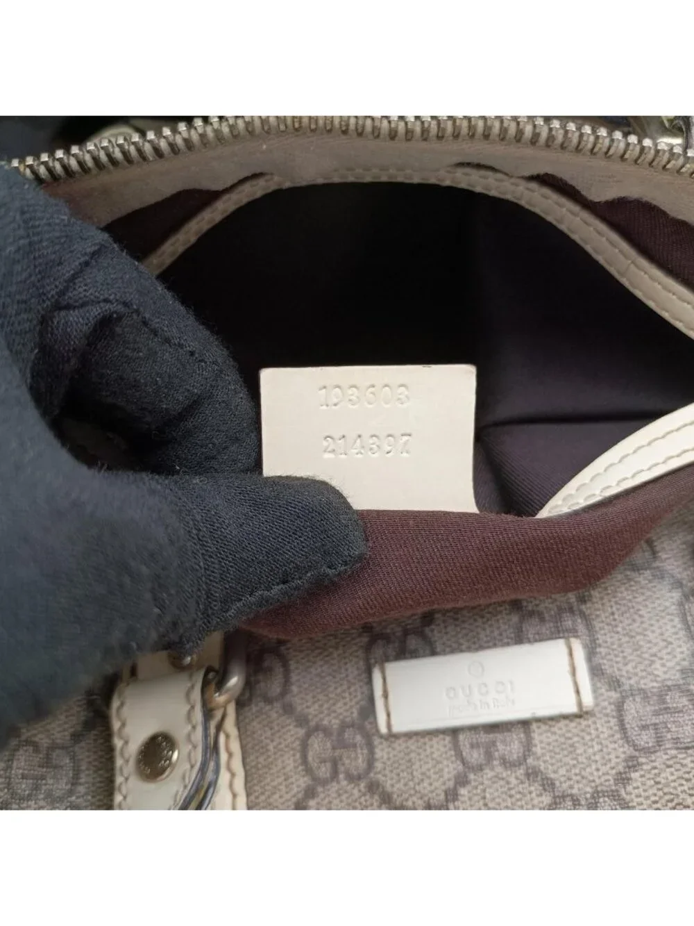 Gucci GG Plus Joy Supreme Beige White Leather Handbag